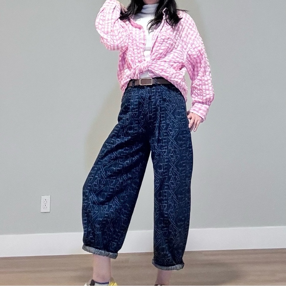 🌸Topshop Pink Gingham Seersucker Oversized Shirt🌸